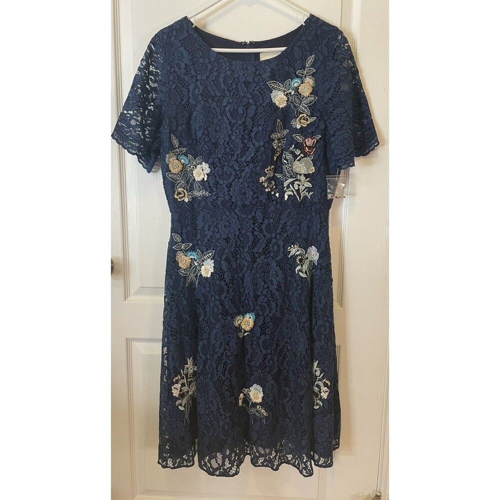 New ModCloth Always Lovely Lace A Line Dress Embroidered Flowers Size XL